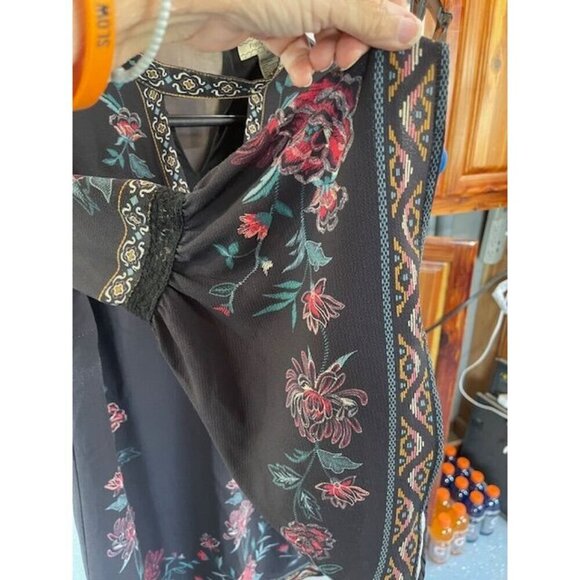 Flying Tomato Floral Embroidered Bell Sleeve Tunic Mini Dress Women's M - Picture 5 of 16